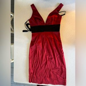 Black and red satin Donna Ricco dress size 6